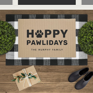 Happy Pawlidays Black and Tan Custom Dog Dog Dog D Fußmatte