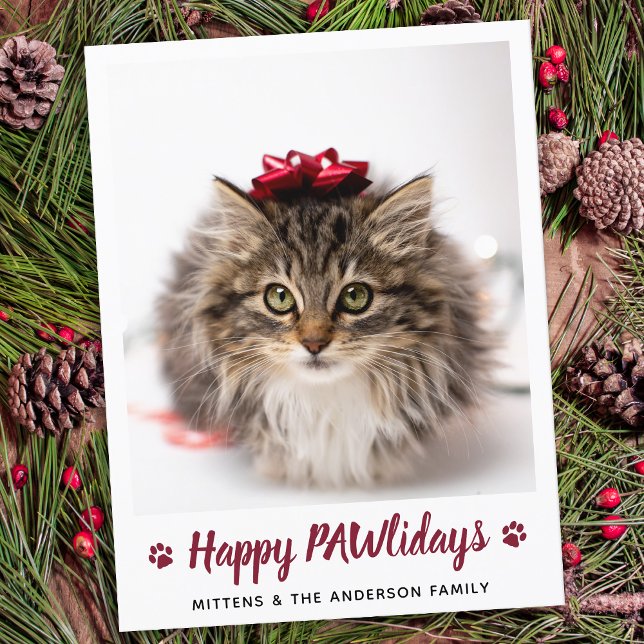 Happy PAWlidays Cat Lover Pet Foto Weihnachten (Von Creator hochgeladen)
