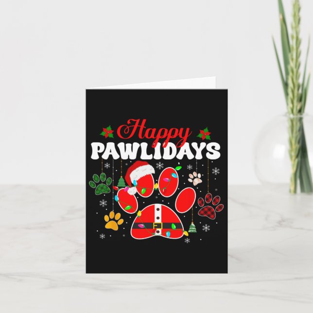 Happy Pawlidays Christmas Lights Dog Paw Animal Lo Karte (Vorderseite)