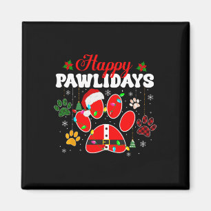 Happy Pawlidays Christmas Lights Dog Paw Animal Lo Magnet