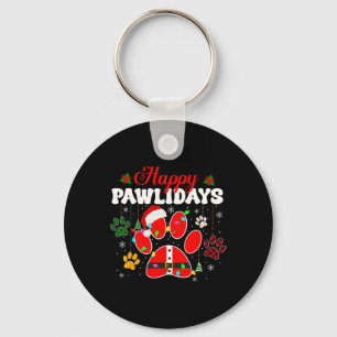 Happy Pawlidays Christmas Lights Dog Paw Animal Lo Schlüsselanhänger