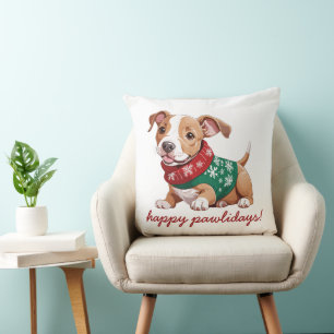 Happy Pawlidays Christmas Sweater Pitbuli Welpe Kissen