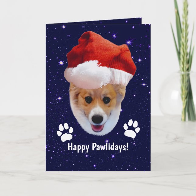 Happy Pawlidays Deep Space Christmas Karte (Vorderseite)