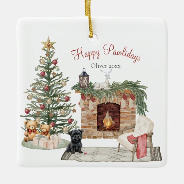 Happy Pawlidays Dog Design - Affenpinscher Keramikornament (Vorderseite)