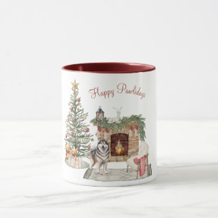 Happy Pawlidays Dog Design - Alaskan Malamute Tasse