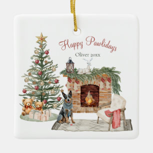 Happy Pawlidays Dog Design - Australischer Rinderh Keramikornament