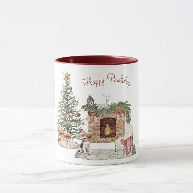 Happy Pawlidays Dog Design - Beagle Tasse (Zentrum)