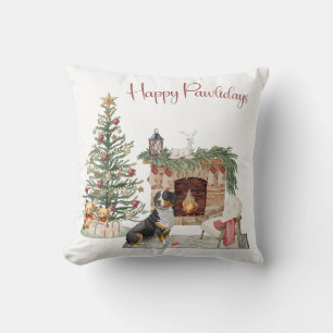 Happy Pawlidays Dog Design - Bernese Mountain Dog Kissen