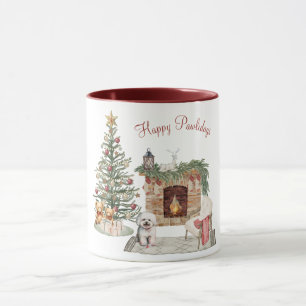 Happy Pawlidays Dog Design - Bichon Frise Tasse