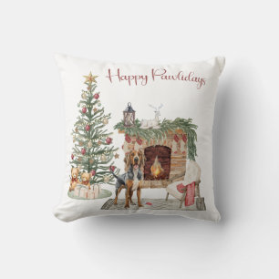 Happy Pawlidays Dog Design - Bloodhound Kissen
