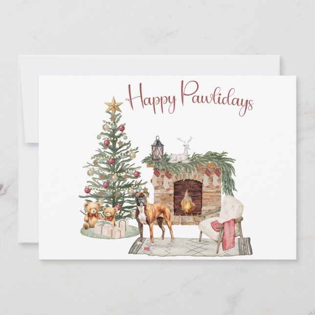 Happy Pawlidays Dog Design - Boxer Feiertagskarte (Vorderseite)
