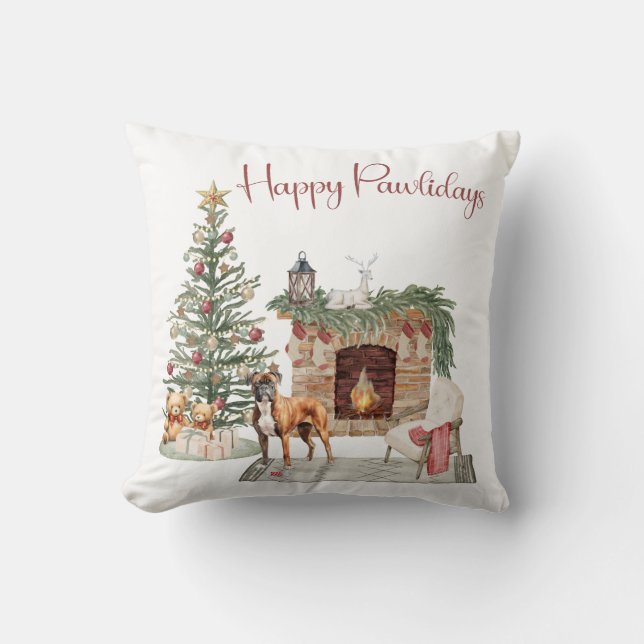 Happy Pawlidays Dog Design - Boxer Kissen (Vorderseite)