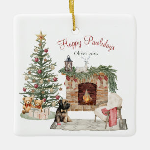 Happy Pawlidays Dog Design - Briard Keramikornament