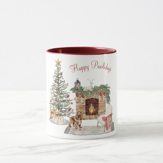 Happy Pawlidays Dog Design- Cocker Spaniel Tasse (Zentrum)