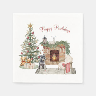 Happy Pawlidays Dog Design - Miniature Schnauzer Serviette