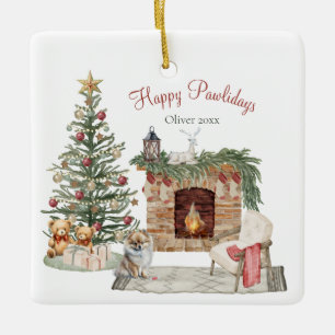 Happy Pawlidays Dog Design - Spitz Keramikornament