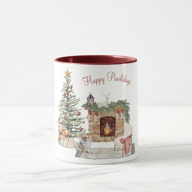 Happy Pawlidays Dog Design - Spitz Tasse (Zentrum)