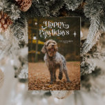 Happy Pawlidays Dog Foto Weihnachten<br><div class="desc">Retro und skurrile Weihnachts Weihnachtsgeschmackskarte für Hund- und Katzenbesitzer mit einem Retro-Schriftart oben,  der "Happy Pwlidays" mit Sternen auf Ihrem Furbaby Foto sagt.</div>