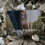 Happy Pawlidays Dog Horizontal Foto Weihnachten<br><div class="desc">Retro und skurrile Weihnachts Weihnachtsgeschmackskarte für Hund- und Katzenbesitzer mit einem Retro-Schriftart oben,  der "Happy Pwlidays" mit Sternen auf Ihrem horizontalen Furbaby-Foto sagt.</div>