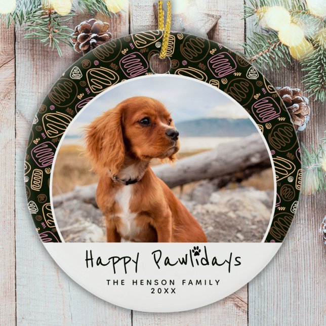Happy Pawlidays Dog Pet Foto Eine Reihe Weihnachte Keramik Ornament (Von Creator hochgeladen)