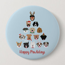 Happy Pawlidays Dog Weihnachtsbaum Button