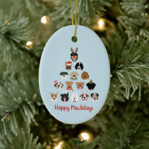 Happy Pawlidays Dog Weihnachtsbaum Keramik Ornament