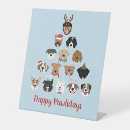 Happy Pawlidays Dog Weihnachtsbaum Sockelschild