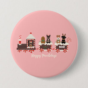 Happy Pawlidays Dog Weihnachtszug Button