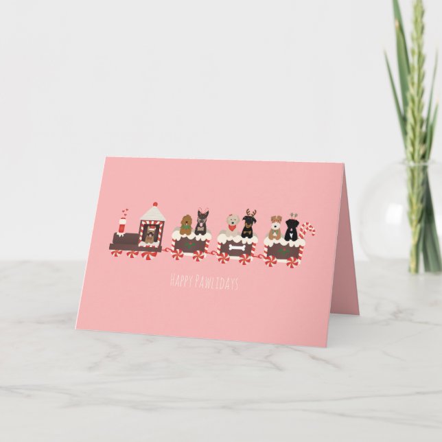Happy Pawlidays Dog Weihnachtszug Feiertagskarte (Vorderseite)