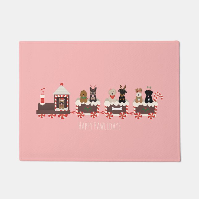 Happy Pawlidays Dog Weihnachtszug Fußmatte (Vorderseite)
