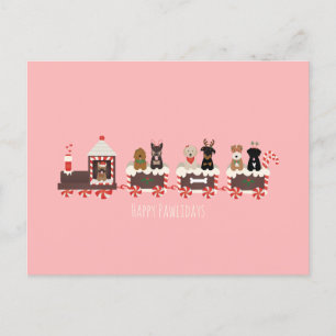 Happy Pawlidays Dog Weihnachtszug Postkarte