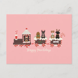 Happy Pawlidays Dog Weihnachtszug Postkarte