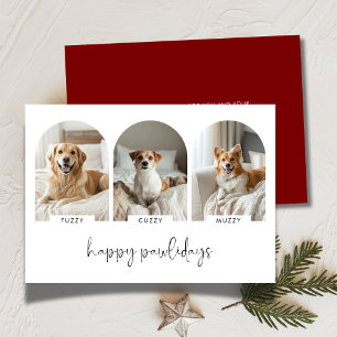 Happy Pawlidays Foto Cards mit Hunde-Haustiername Feiertagskarte