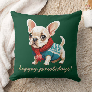 Happy Pawlidays French Bulldog Christmas Sweater Kissen