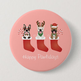 Happy Pawlidays French Bulldogs Christmas Strumpf Button