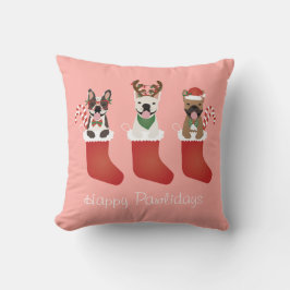Happy Pawlidays French Bulldogs Christmas Strumpf Kissen