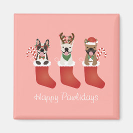 Happy Pawlidays French Bulldogs Christmas Strumpf Magnet