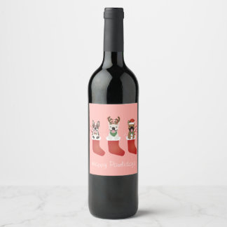 Happy Pawlidays French Bulldogs Christmas Strumpf Weinetikett