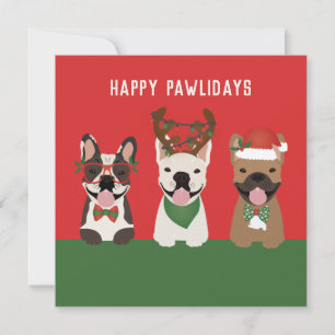 Happy Pawlidays French Bulldogs Feiertagskarte