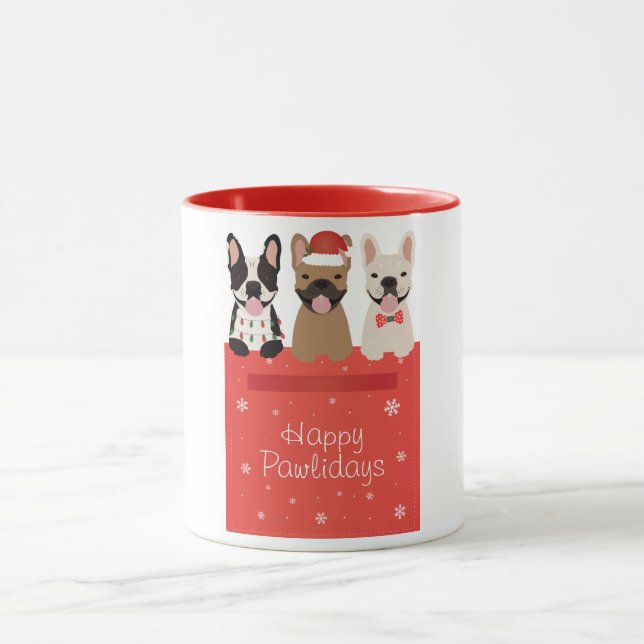 Happy Pawlidays French Bulldogs Tasse (Zentrum)