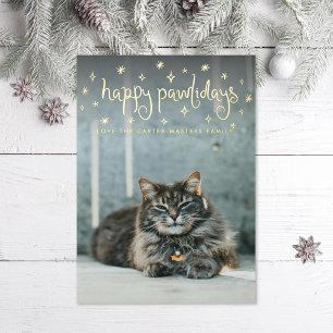 Happy Pawlidays Fun Stars Cat Foto Folien Feiertagskarte