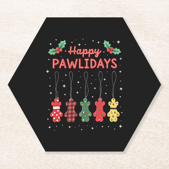 Happy Pawlidays Funny Christmas Dog Paw Xmas Dogs  Untersetzer (Vorderseite)