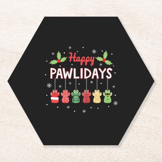 Happy Pawlidays Funny Christmas Dog Paw Xmas Dogs  Untersetzer (Vorderseite)