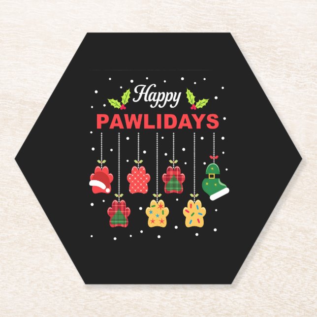 Happy Pawlidays Funny Christmas Dog Paw Xmas Dogs  Untersetzer (Vorderseite)