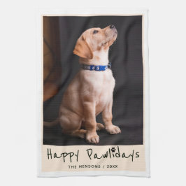 Happy Pawlidays Funny Pun Pet Foto Geschirrtuch