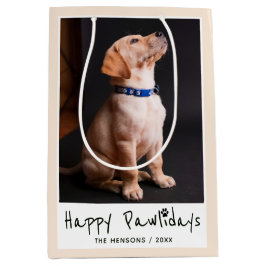 Happy Pawlidays Funny Pun Pet Foto Mittlere Geschenktüte