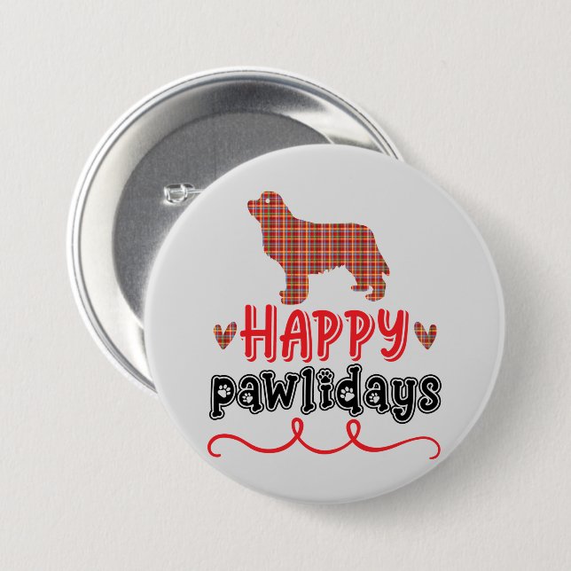 Happy Pawlidays | Funny Word Puff Button (Vorne & Hinten)