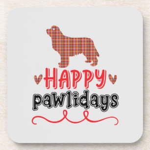 Happy Pawlidays   Funny Word Puff Getränkeuntersetzer