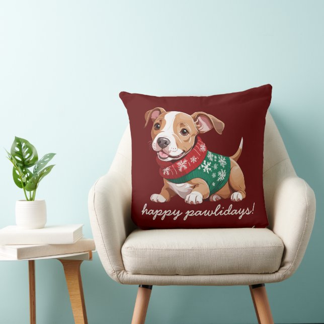 Happy Pawlidays | Gemütliche Weihnachten Pitbuli W Kissen (Stuhl )