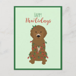Happy Pawlidays Goldendoodle Weihnachtslicht Feiertagspostkarte